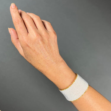 Brazalete Telar Dorado Grueso Liso Perla